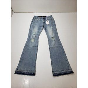 MetHera Womens Jeans Jeggings Mid-Rise Bootcut Stretch Waist Light Wash Size 6